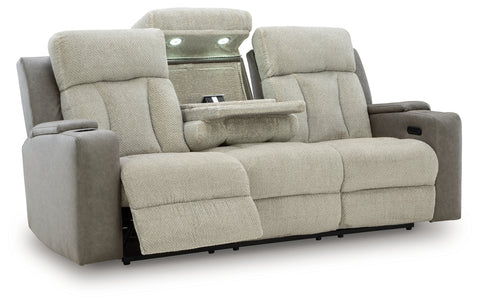 Stately Check PWR REC Sofa with ADJ Headrest