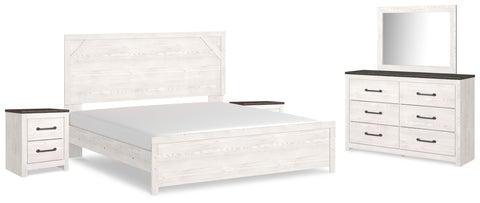 Gerridan King Panel Bed with Mirrored Dresser and 2 Nightstands