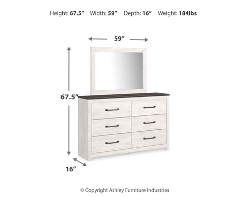 Gerridan Queen Panel Bed with Mirrored Dresser and Nightstand