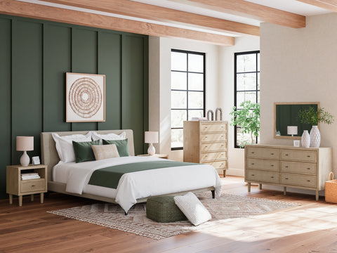 Cielden King Upholstered Bed with Roll Slats