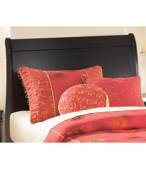 Huey Vineyard Twin Sleigh Headboard Bed with Mirrored Dresser and 2 Nightstands