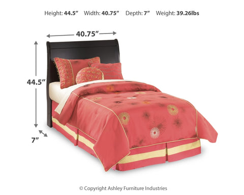 Huey Vineyard Twin Sleigh Headboard Bed with Mirrored Dresser and Chest