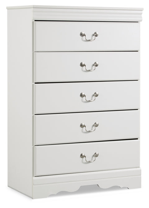 Anarasia Full Sleigh Headboard Bed with Mirrored Dresser, Chest and Nightstand