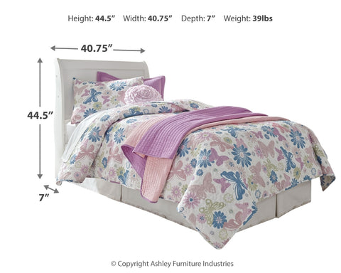 Anarasia Twin Sleigh Headboard Bed with Mirrored Dresser, Chest and Nightstand
