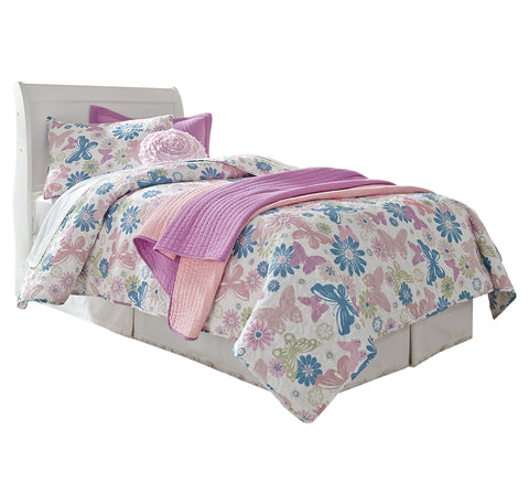 Anarasia Twin Sleigh Headboard Bed with Mirrored Dresser, Chest and Nightstand