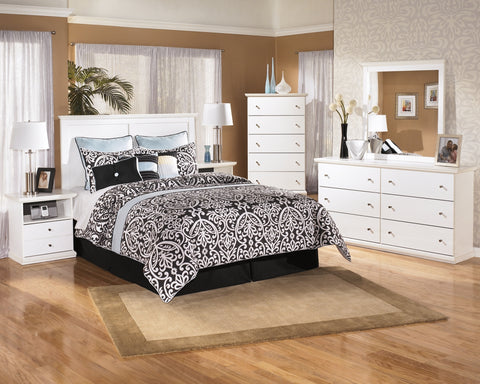 Bostwick Shoals Queen/Full Panel Headboard Bed with Mirrored Dresser, Chest and 2 Nightstands