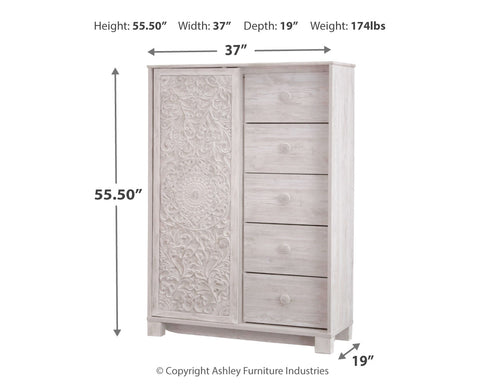 Paxberry Queen Panel Bed with Mirrored Dresser, Chest and 2 Nightstands