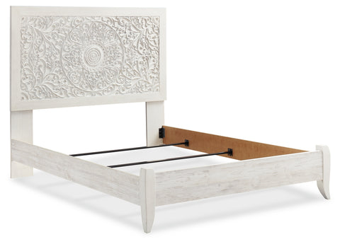 Paxberry Queen Panel Bed with Mirrored Dresser and Chest