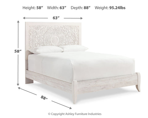 Paxberry Queen Panel Bed with Mirrored Dresser and Chest