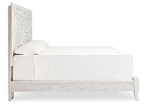 Paxberry King Panel Bed with Mirrored Dresser, Chest and 2 Nightstands