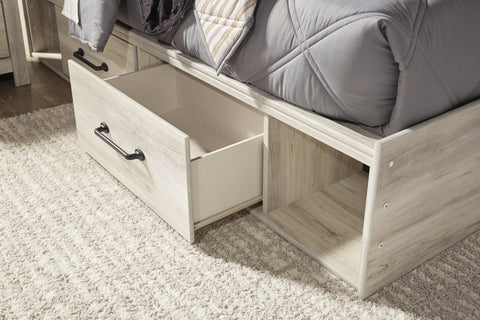 Cambeck Twin Panel Bed with 2 Storage Drawers with Mirrored Dresser, Chest and Nightstand