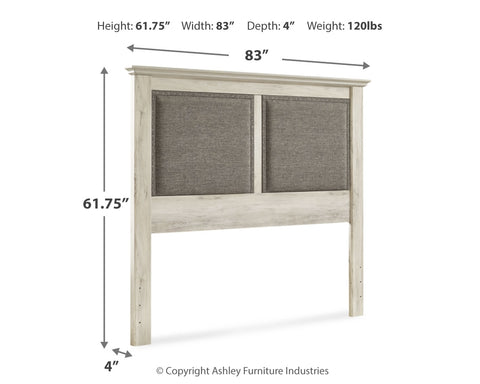 Cambeck King/California King Upholstered Panel Headboard with Mirrored Dresser and Chest
