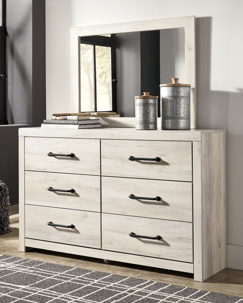Cambeck Full Panel Bed with 4 Storage Drawers with Mirrored Dresser