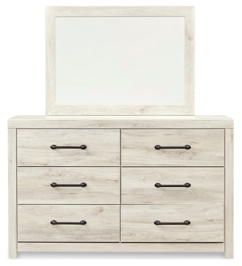 Cambeck Full Panel Bed with 2 Storage Drawers with Mirrored Dresser