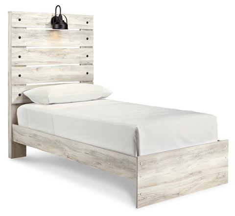 Cambeck Twin Panel Bed with Mirrored Dresser, Chest and 2 Nightstands