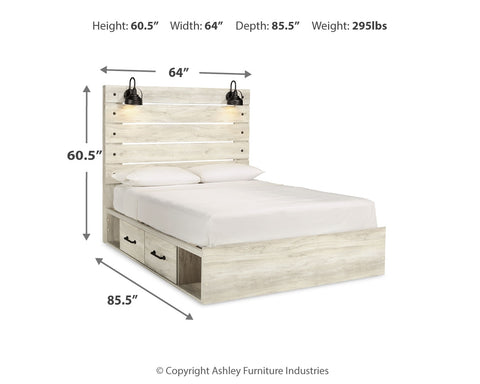 Cambeck Queen Panel Bed with 4 Storage Drawers with Mirrored Dresser, Chest and 2 Nightstands