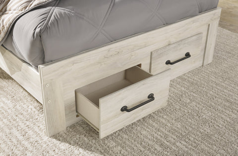 Cambeck Full Panel Bed with 2 Storage Drawers with Mirrored Dresser and 2 Nightstands