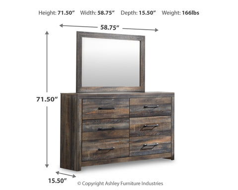 Drystan Full Bookcase Bed with 4 Storage Drawers with Mirrored Dresser, Chest and Nightstand