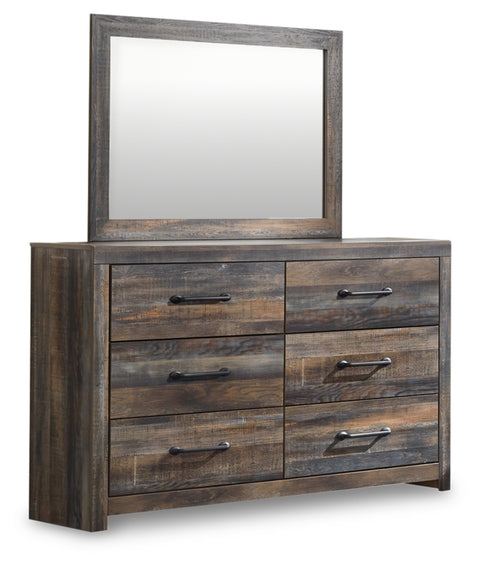Drystan Full Bookcase Bed with 4 Storage Drawers with Mirrored Dresser, Chest and Nightstand