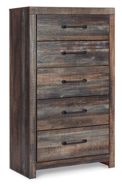 Drystan Full Panel Bed with Mirrored Dresser, Chest and Nightstand