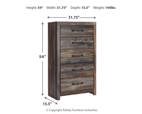 Drystan Full Bookcase Bed with 2 Storage Drawers with Mirrored Dresser, Chest and Nightstand