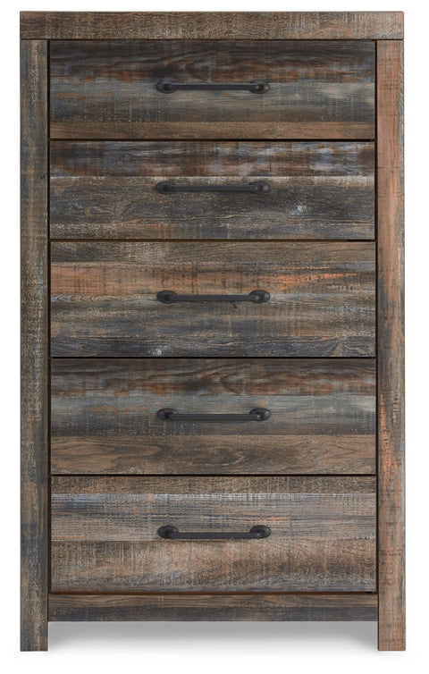 Drystan King Bookcase Bed with 4 Storage Drawers with Mirrored Dresser and Chest