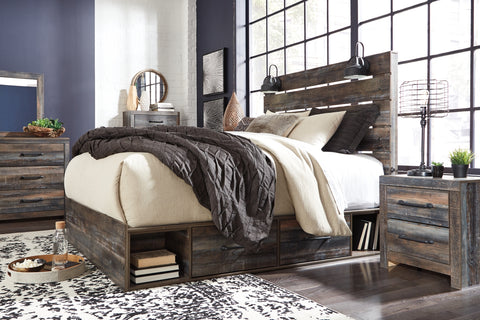 Drystan Twin Panel Bed with 2 Storage Drawers with Mirrored Dresser, Chest and Nightstand