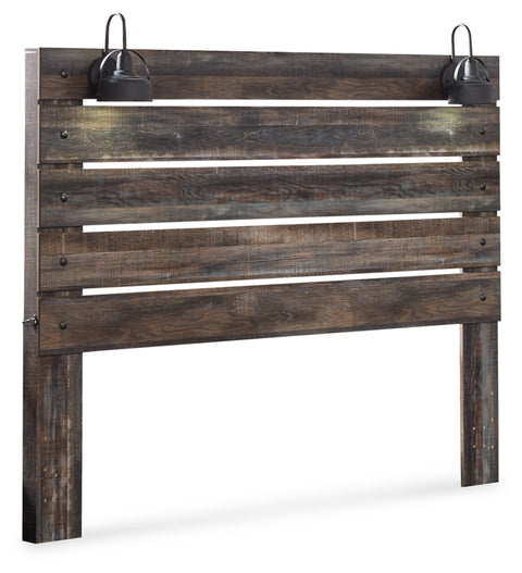 Drystan King Panel Headboard Bed with Mirrored Dresser, Chest and 2 Nightstands