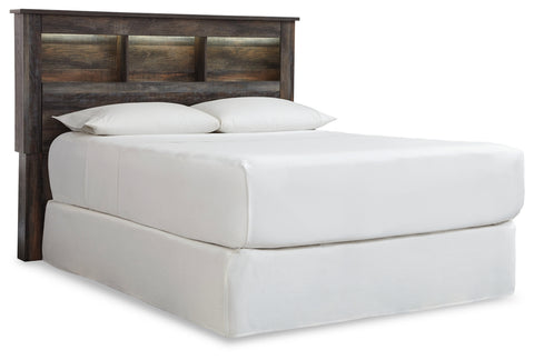 Drystan Queen/Full Bookcase Headboard Bed with Mirrored Dresser, Chest and 2 Nightstands