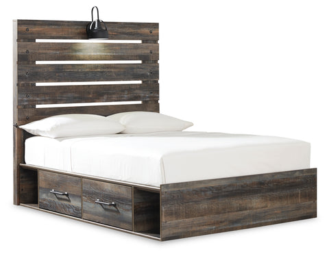 Drystan Full Panel Bed with 2 Storage Drawers with Mirrored Dresser, Chest and Nightstand