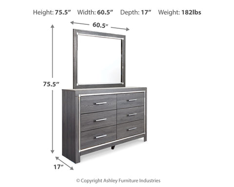 Lodanna Queen Panel Bed with 2 Storage Drawers with Mirrored Dresser