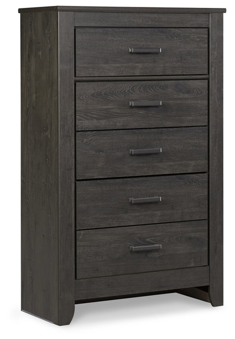 Brinxton King/California King Panel Headboard Bed with Mirrored Dresser and Chest