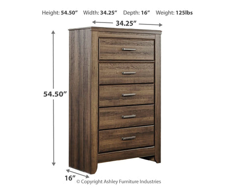 Juararo California King Panel Bed with Mirrored Dresser and Chest