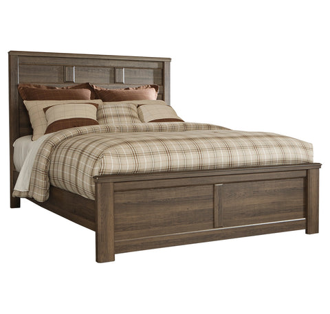 Juararo Queen Panel Bed with Mirrored Dresser and Chest