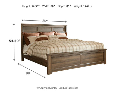 Juararo King Panel Bed with Mirrored Dresser, Chest and 2 Nightstands