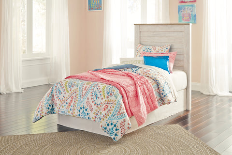 Willowton Twin Panel Headboard Bed with Mirrored Dresser and Chest