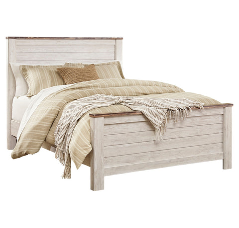 Willowton Queen Panel Bed with Mirrored Dresser and Chest