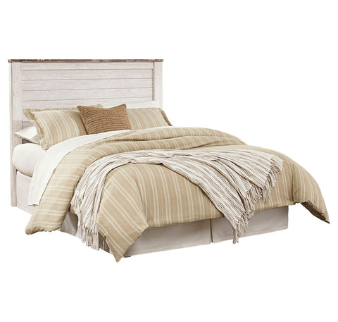 Willowton Queen/Full Panel Headboard Bed with Mirrored Dresser and 2 Nightstands