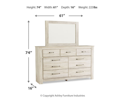 Bellaby King Panel Bed with Mirrored Dresser
