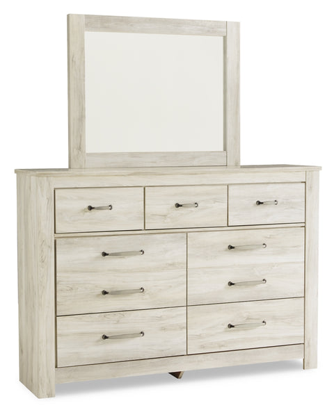 Bellaby King Platform Bed with 2 Storage Drawers with Mirrored Dresser and 2 Nightstands