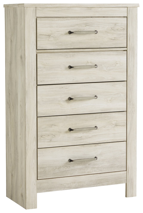 Bellaby King Panel Headboard Bed with Mirrored Dresser and Chest
