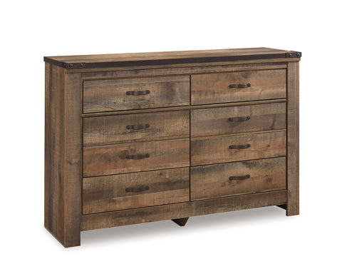 Trinell Queen Panel Headboard Bed with Mirrored Dresser and Chest