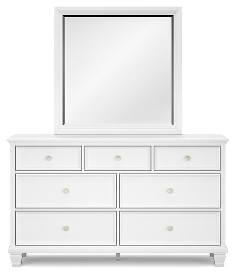 Fortman California King Panel Bed with Mirrored Dresser