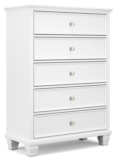 Fortman California King Panel Bed with Mirrored Dresser and Chest