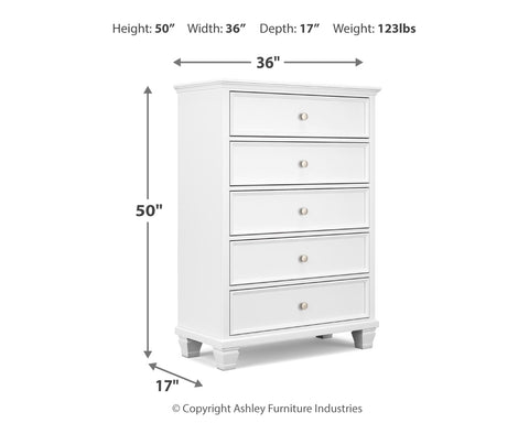 Fortman California King Panel Bed with Mirrored Dresser and Chest