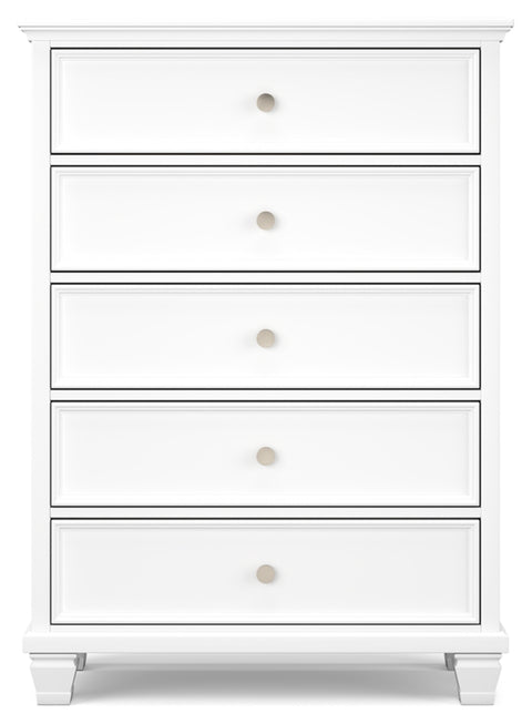Fortman California King Panel Bed with Mirrored Dresser and Chest