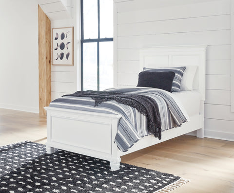 Fortman Twin Panel Bed with Mirrored Dresser, Chest and 2 Nightstands