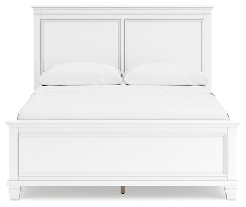 Fortman Queen Panel Bed with Mirrored Dresser and Chest