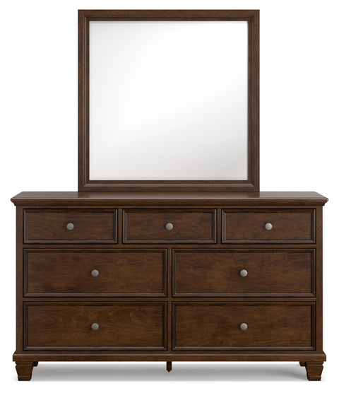Danabrin California King Panel Bed with Mirrored Dresser and Chest