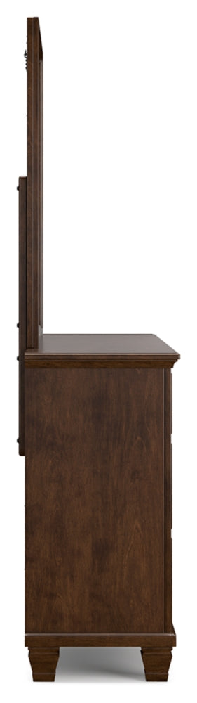 Danabrin California King Panel Bed with Mirrored Dresser, Chest and Nightstand